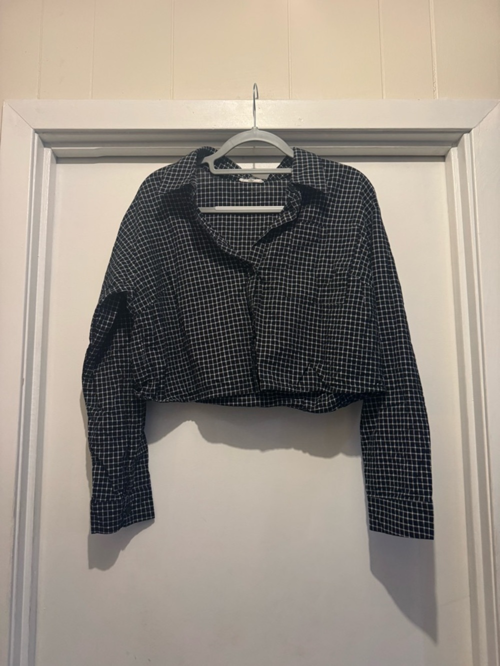easel Black and White Checked Cropped Blazer